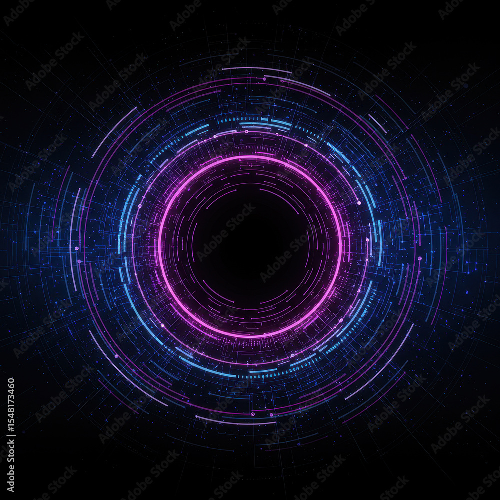Poster abstract futuristic background with digital circle illustration. this technology graphic design for 