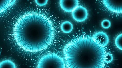 Glowing turquoise virus particles, abstract virus or bacterium microscopic view. Science, medicine and healthcare concept background. - Powered by Adobe
