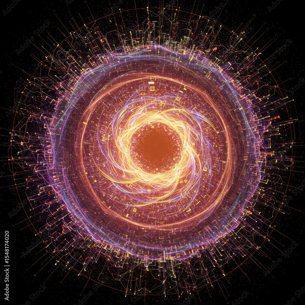 Aufkleber mesmerizing abstract futuristic technology concept showing power of artificial intelligence. glowing
