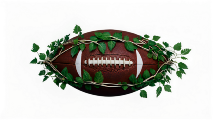 American Football with Vine Decoration Isolated on Transparent Background Perfect for Sports Graphics and Creative Design Projects on transparent background