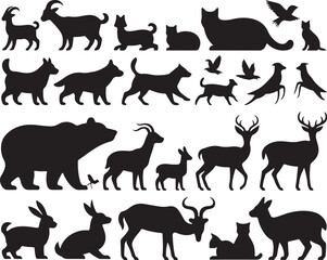 Obraz premium Diverse Animal Silhouettes Vector Collection