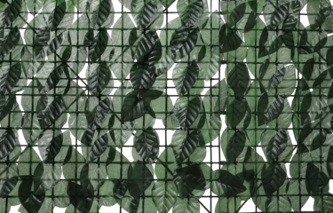 artificial plastic green leaves fence, camouflage net isolated on white background and texture, clipping path