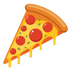 Flat vector of a pepperoni pizza slice with melted cheese and crust