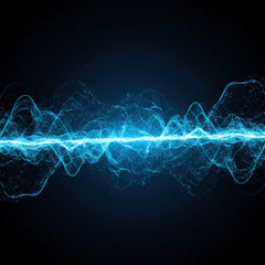 Blue energy plasma wave of electric lightning on an abstract background. powerful futuristic neon design for technology concepts, creating dynamic and powerful visual