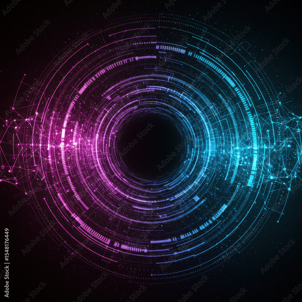 Poster dynamic abstract futuristic technology background. glowing digital circle of energy with sound wave 