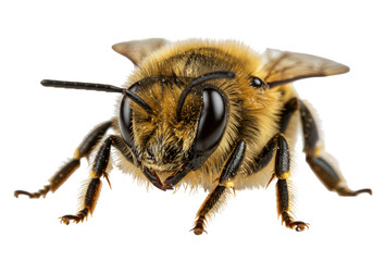 Isolated Macro Shot of Pollen-Covered Honey Bee Face