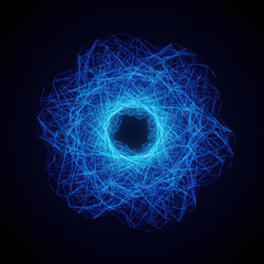 Abstract blue light network shows digital connection. This future technology forms an energy...