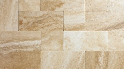 Travertine tile layout with soft natural color variation and mineral texture