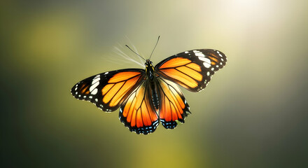 Fototapeta premium Radiant Monarch: A Symbol Of Transformation And Graceful Flight In Natural Light