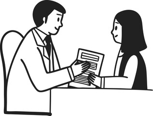 "Doctor and patient discussing medical report silhouette"