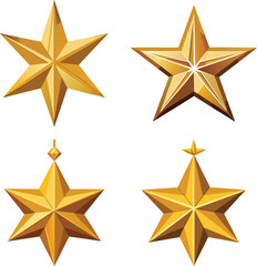 Obraz premium set of color stars isolated Realistic golden stars vector set isolated on white background. Glossy 3D Christmas star icon. Design element for holidays. on transparent background 