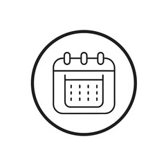 Calendar Date Icon &ndash; Line Art Inside Circular Frame

