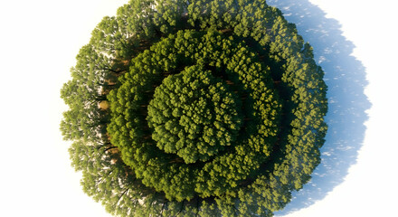 Aerial Perspective Of A Green Forest Arranged In A Concentric Pattern