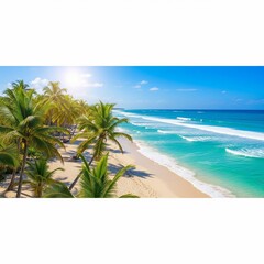 Tropical Beach with Turquoise Water and Palm Trees
