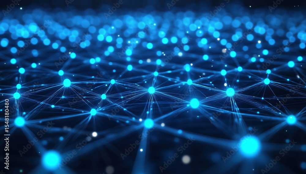 Poster intricate blue digital grid pattern with glowing interconnected dots: perfect for tech and futuristi