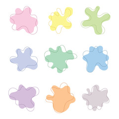 Organic amoeba blob shape, abstract shapes with line vector illustration, isolated on white background