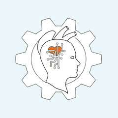 Emotion‑Driven AI Heart Logo Burnt Orange Circuit Heart on White Vector