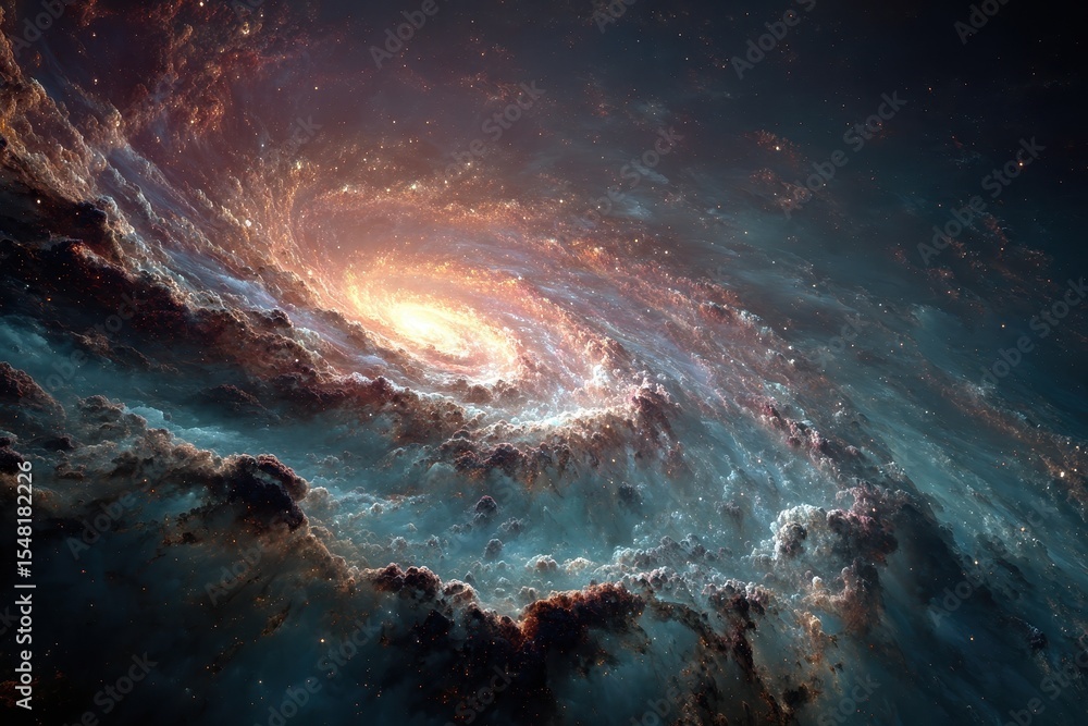 Poster enormous nebulous celestial bodies illuminated by starlight display vast cosmic formations and creat