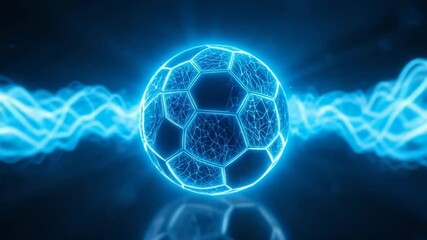 Futuristic Digital Soccer Ball with Energy Waves: A Visual Masterpiece - Powered by Adobe