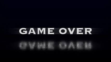 GAME OVER animation with glitch effect isolated on black background. GAME OVER text with RGB distortion effect. High quality 4k footage - Powered by Adobe