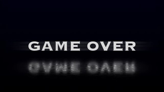 GAME OVER animation with glitch effect isolated on black background. GAME OVER text with RGB distortion effect. High quality 4k footage - Powered by Adobe