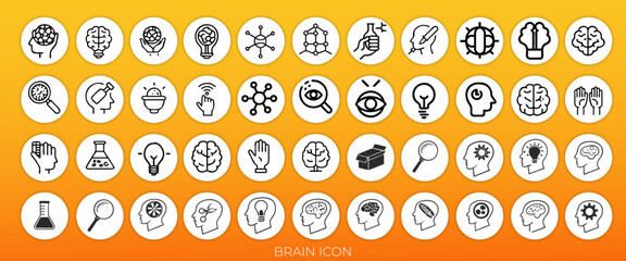 Brain with Head symbol vector icon or Social Media Post template