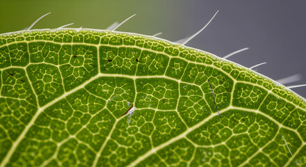 Detailed Green Leaf Texture With Spines Exhibiting Intricate Pattern