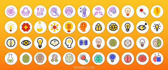 Brain with Head symbol vector icon or Social Media Post template