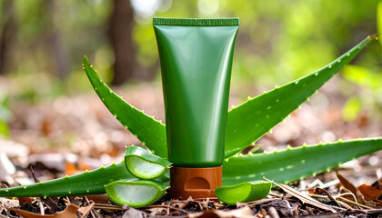 Organic Lotion Tube with Aloe Vera Theme Natural Skincare Moisturizer Herbal Beauty
