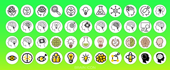 Brain with Head symbol vector icon or Social Media Post template