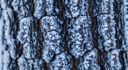 Obraz premium Frozen Tree Bark: Captivating Texture of Nature's Winter Artistry Surface