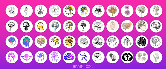 Brain with Head symbol vector icon or Social Media Post template