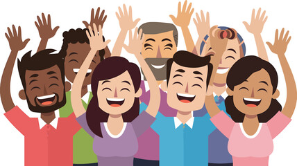 Fototapeta premium Friends group laughing flat vector with white background. Vector illustration.