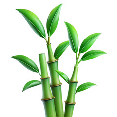 Naklejka premium Green bamboo shoots with leaves isolated on transparent background