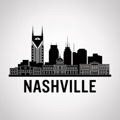 Naklejka premium Nashville Skyline Silhouette — Iconic Music City Vector Illustration