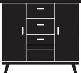 Cupboard Silhouette Vector Illustration – Minimal Black Home Storage Icon