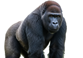 Isolated Powerful Gorilla Gaze with Intense Focus