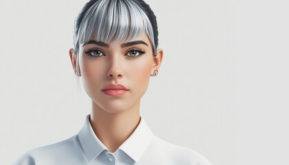 Elegant Female Portrait In A Clean And Simple Style. Perfect For A Single Frame Display. Exquisite And Refined Beauty Captured.