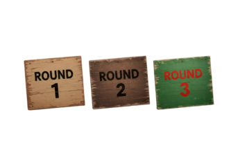 Round 1, 2, 3 Wooden Signs PNG