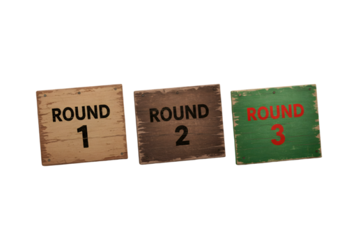 Round 1, 2, 3 Wooden Signs PNG