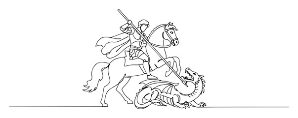 saint george slaying dragon – monoline legend illustration