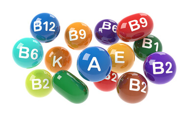  Medical vitamin, mineral background  Multivitamin complex  isolated