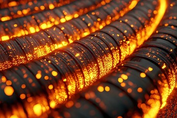 Close-up of glowing hot steel rods with sparks, showcasing the intense heat and industrial metalworking process.
