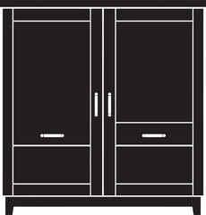 Cupboard Silhouette Vector Illustration – Minimal Black Home Storage Icon