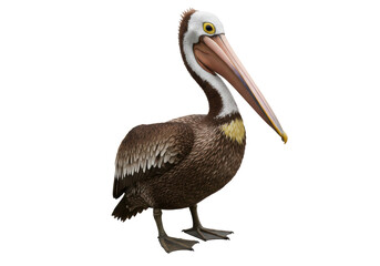 Obraz premium Isolated Detailed Brown Pelican Portrait Stance