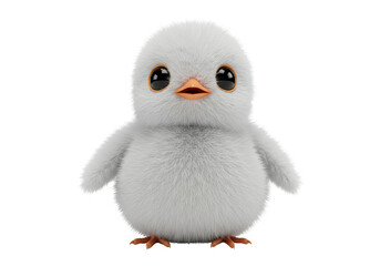Obraz premium Isolated Fluffy White Chick Bird with Big Eyes