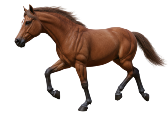 Isolated Animated Brown Horse in Forward Motion