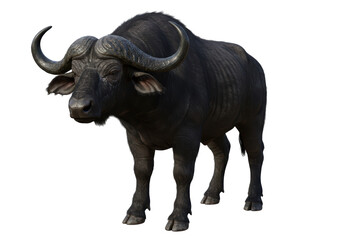 Obraz premium Isolated Powerful African Buffalo Bull with Massive Horns