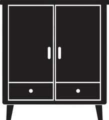 Cupboard Silhouette Vector Illustration – Minimal Black Home Storage Icon
