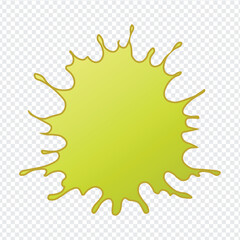 bright yellow green splatter shape icon on transparent background